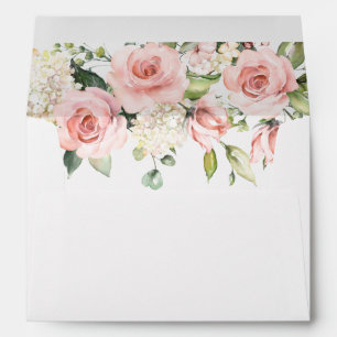 Copper Peach Pink Floral Eucalyptus Wedding Envelope