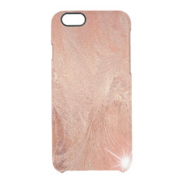 Copper Peach Rose Gold Sand Grain Swirl Metallic Clear iPhone 6/6S Case