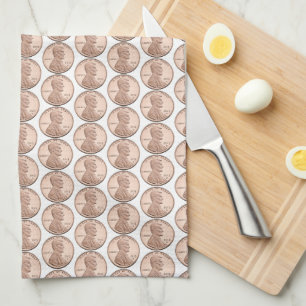 Copper Pennies Array Pattern Design Kitchen Towel