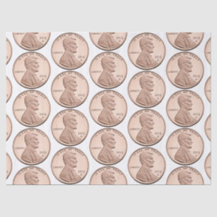 Copper Penny Coin Pattern – Lincoln Cent Design Tissue Paper