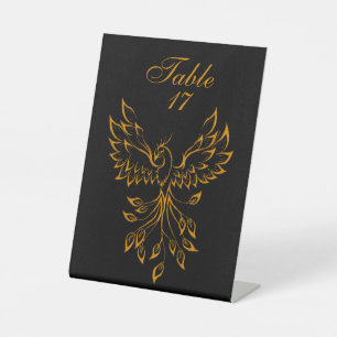 Copper Phoenix Rises on Black  Pedestal Sign