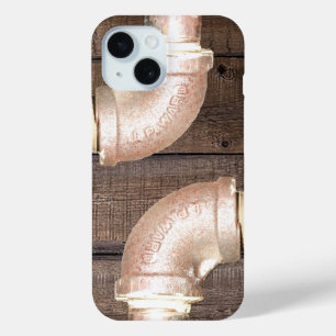 Copper Pipe with Worn Boards Background iPhone 15 Case