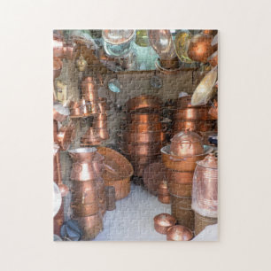 Copper Pots At Market Jigsaw Puzzle