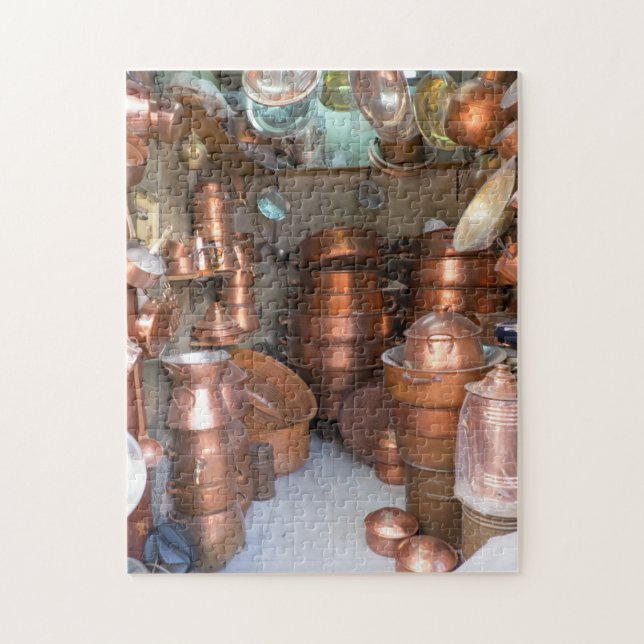 Copper Pots At Market Jigsaw Puzzle (Vertical)