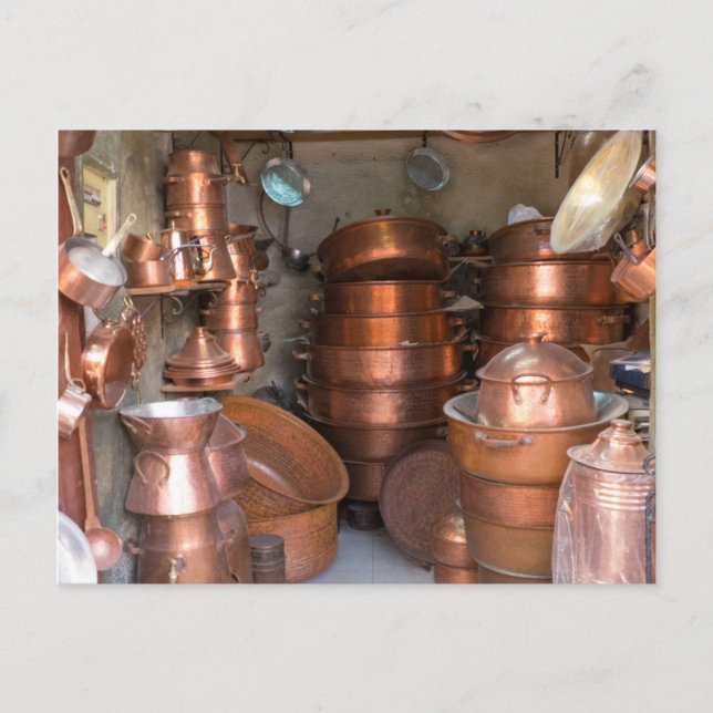 Copper Pots At Market Postcard (Front)