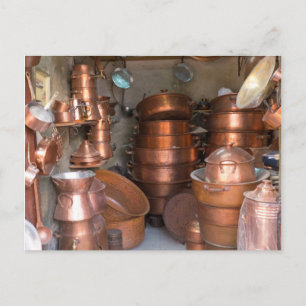 Copper Pots At Market Postcard