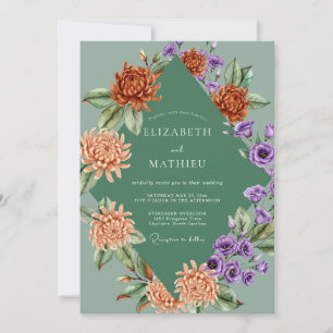 Copper Purple Dahlia Wedding Invitation