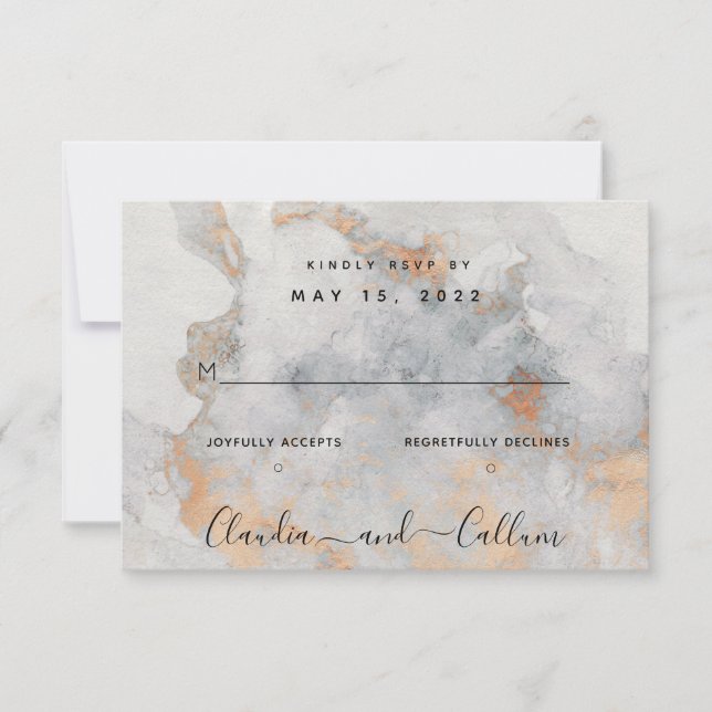 Copper Quarry Wedding No Meal Choice RSVP Card (Front)