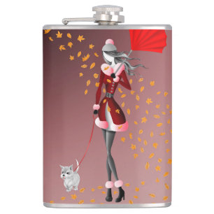 Copper Rain Red Hip Flask