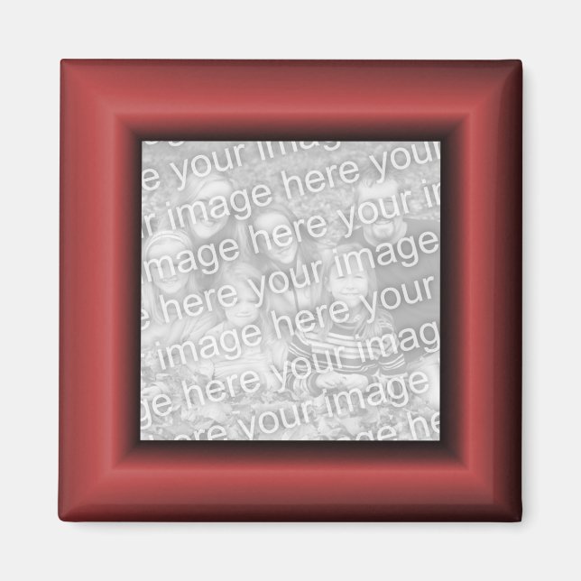 Copper Red Ombre Square Border Photo Magnet (Front)