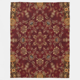Copper Red Star Fractal Fleece Blanket