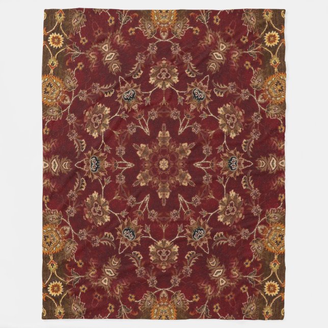 Copper Red Star Fractal Fleece Blanket (Front)
