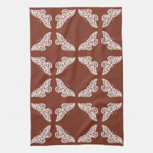 Copper Red Zest Arts and Crafts Butterflies Kitchen Towel