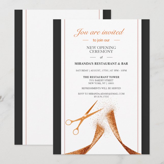 Copper Ribbon Restaurant new opening Invitation (Front/Back)