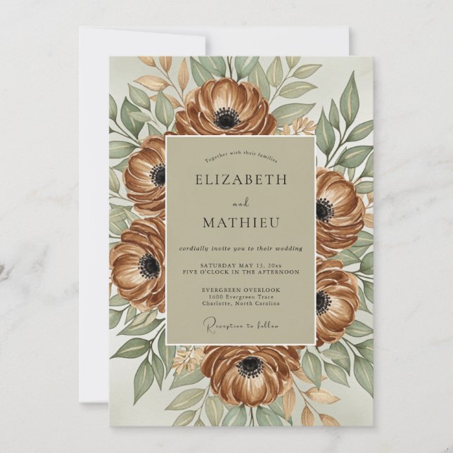 Copper Rich Autumnal Wedding Invitation (Front)