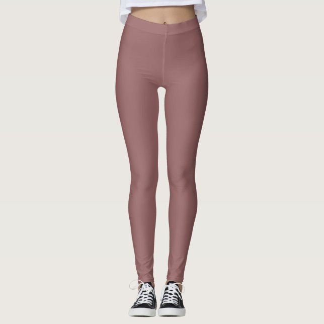 Copper Rose Colour Solid Plain Leggings (Front)