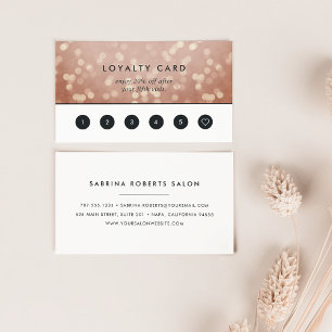 Copper Rose Gold Bokeh   Loyalty Card