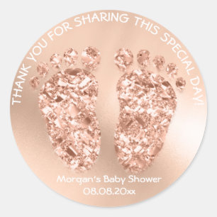 Copper Rose Gold Feet Baby Shower Favour Gift Than Classic Round Sticker