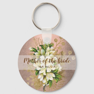 Copper rose gold floral mother of the bride keychain
