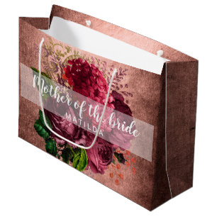 Copper rose gold floral mother of the bride large gift bag