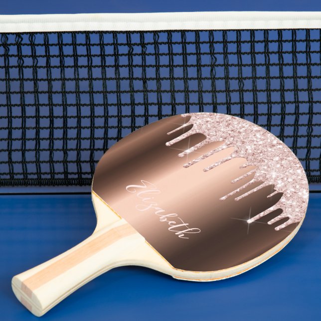 Copper rose gold glitter drip ping pong paddle (Insitu)