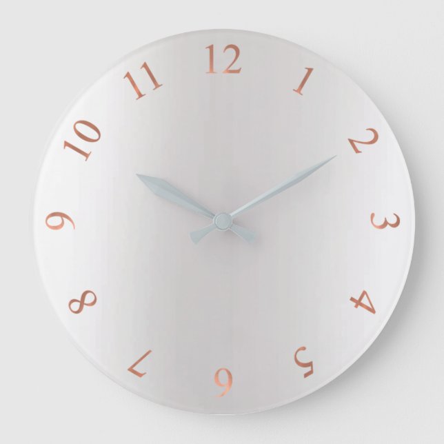 Copper Rose Gold Glitter Grey Silver US UK Numbers Large Clock (Front)