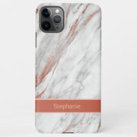 Copper | Rose Gold Glitter  Marble Monogram
