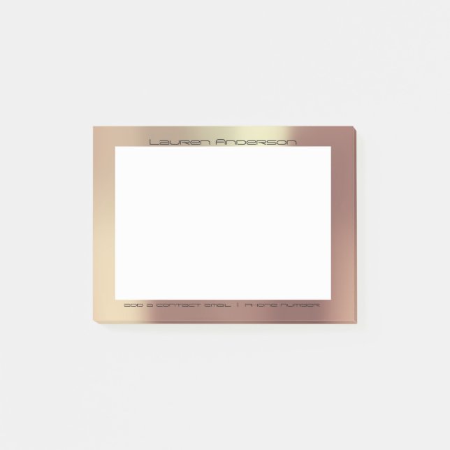 Copper Rose Gold Office Custom Personalized Post-it Notes (Front)