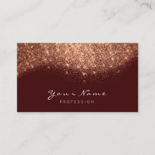 Copper Rose Maroon Glitter Makeup Artist Lashes Business Card