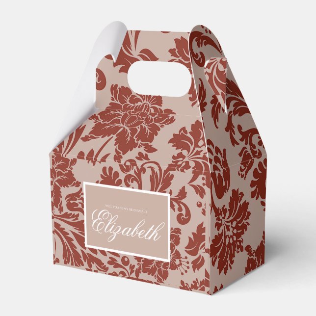 Copper rust damask custom favour box (Front Side)
