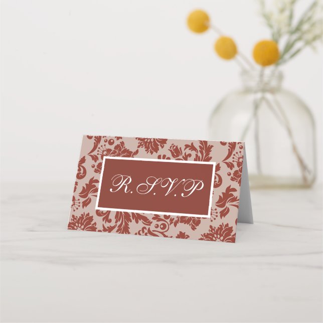 Copper rust damask custom r.s.v.p card (Front)