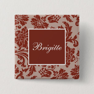 Copper rust damask custom wedding 2 inch square button