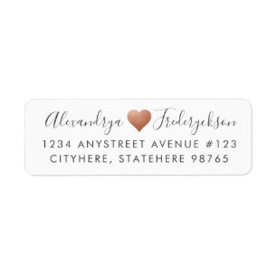 Copper Rust Heart Sepia Color Return Address