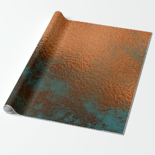Copper Rust Teal Patina Metallic Honey Abstract Wrapping Paper