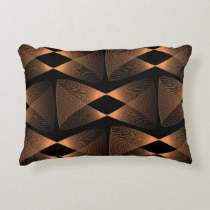 Copper shades, abstract linear tile accent pillow