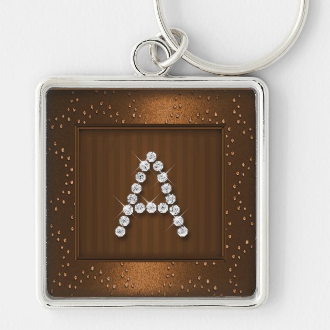 Copper Shimmer and Sparkle with Monogram Keychain (Front)
