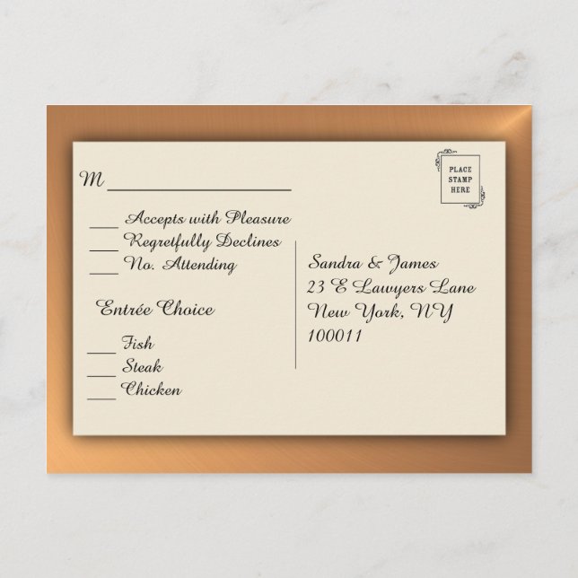Copper Shine Menu RSVP (Back)