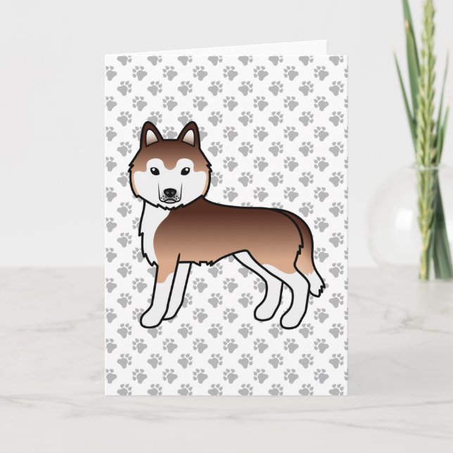Copper Siberian Husky Cute Cartoon Dog Card (Front)