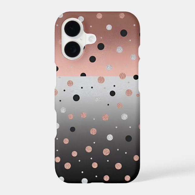 Copper, Silver, Black polka dots iPhone 17 case (Back)