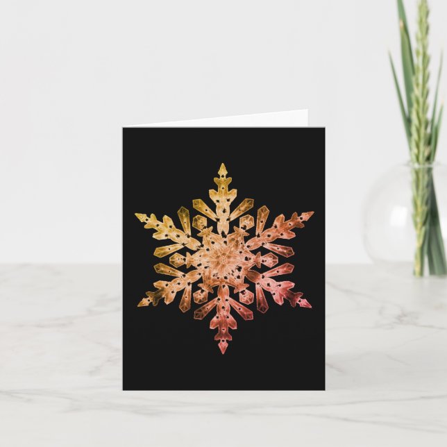 Copper Snowflake on Black Holiday Card (Front)