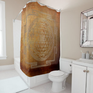 Copper Sri Yantra - Shower Curtain