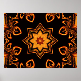 Copper Star Kaleidoscope Poster