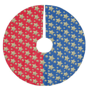Copper Stars Fourth of July Patriotic Red Pattern Brushed Polyester Tree Skirt