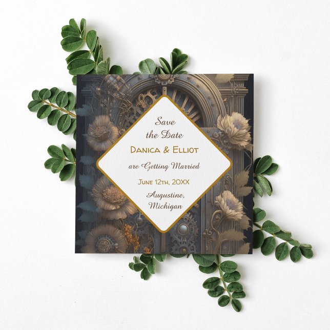 Copper Steampunk Unique Wedding Save the Date Invitation (Creator Uploaded)