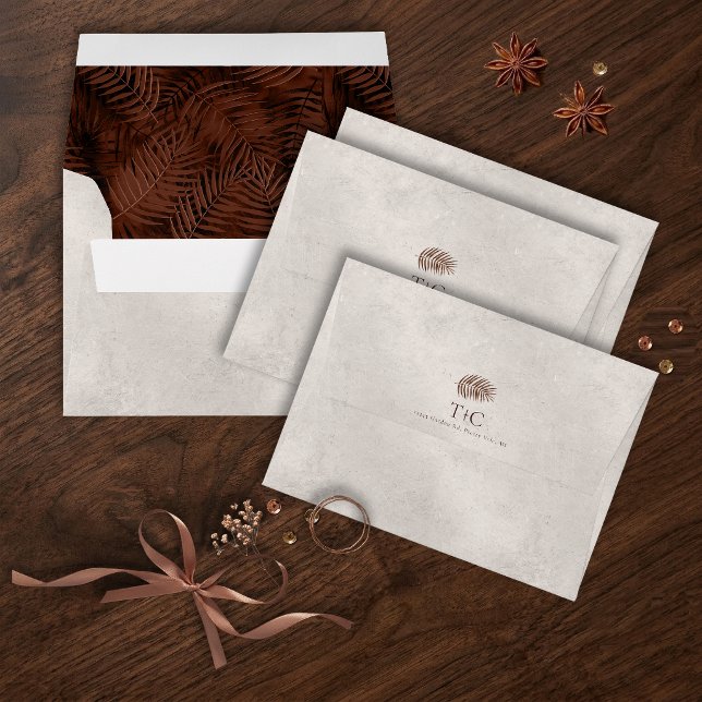 Copper Sunset Palm Leaf Pattern Stone ID1323 Envelope (Creator Uploaded)