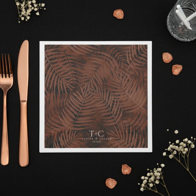 Copper Sunset Palm Leaves Pattern Wedding ID1323 Napkin (Creator Uploaded)