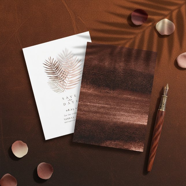 Copper Sunset Palm Leaves Wedding ID1323 Save The Date (Creator Uploaded)