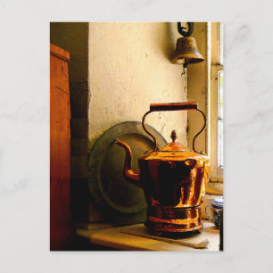 Copper Tea Kettle on Windowsill Postcard