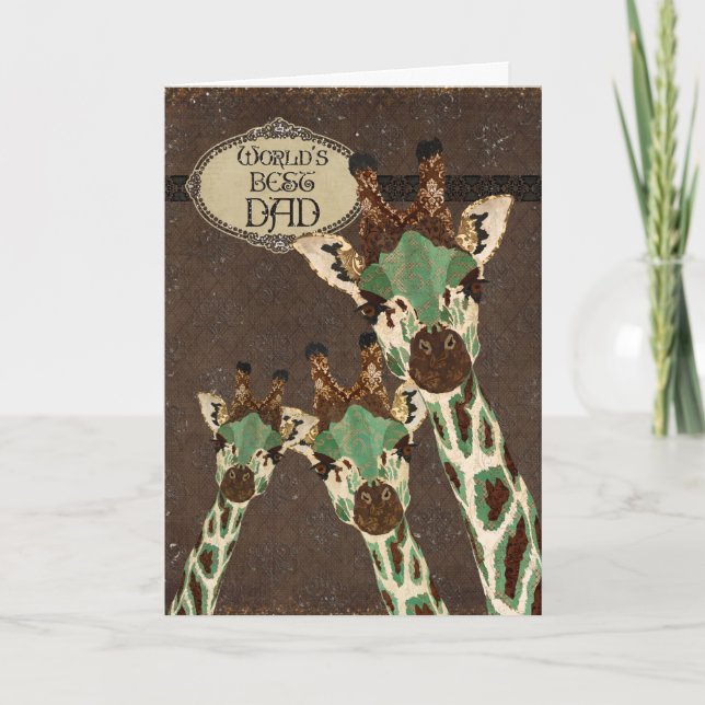 Copper & Teal  Giraffes Best  Father's Day Card (Front)