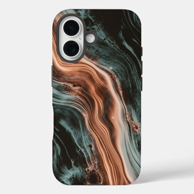 Copper & Teal Marble Flow Case-Mate iPhone Case (Back)